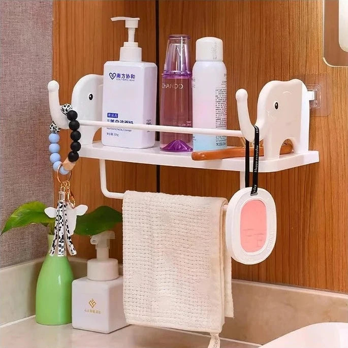 Elephant Rack With Towel Holder, Wall Mounted Elephant Floating Rack, Kitchen Bathroom Storage Shelf, Multifunctional Wall Storage Rack For Shampoo Soap Spices, Self Adhesive Wall Organizer, Multipurpose Household Wall Hanging Storage Rack Elephant Rack With Towel Holder, Wall Mounted Elephant Floating Rack, Kitchen Bathroom Storage Shelf, Multifunctional Wall Storage Rack For Shampoo Soap Spices, Self Adhesive Wall Organizer, Multipurpose Household Wall Hanging Storage Rack